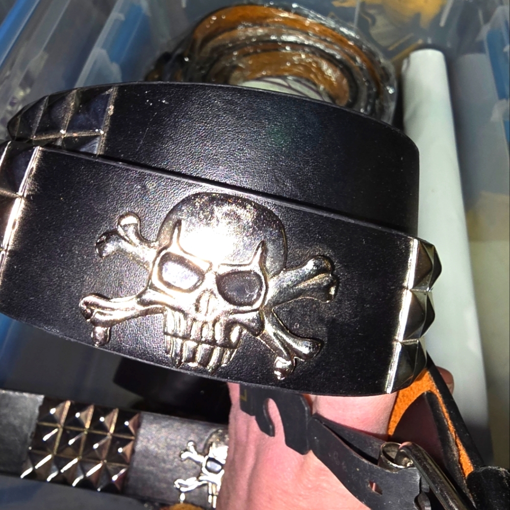 Black Chrome skull BELT, Vintage